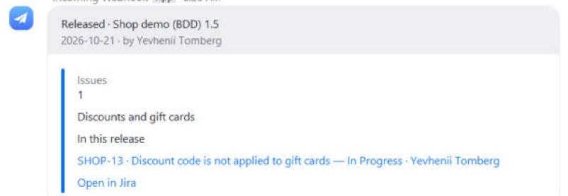 A released version with its description and issues
