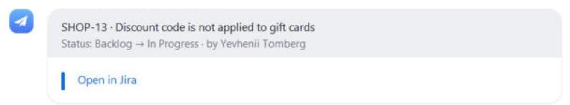 A status change: To Do to In Progress, with who changed it