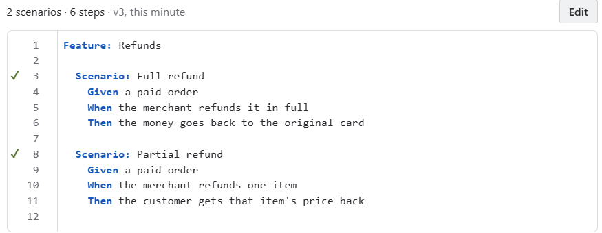 The Jira version of the scenarios