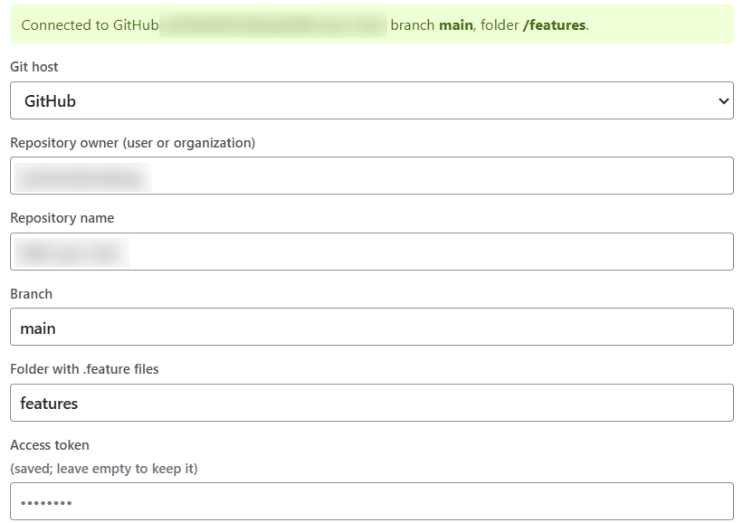 The Git sync settings connected to a GitHub repository